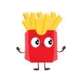 Cartoon illustration of cute fun french fries, fried potatoes Royalty Free Stock Photo