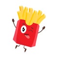 Cartoon illustration of cute fun french fries, fried potatoes Royalty Free Stock Photo