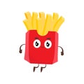 Cartoon illustration of cute fun french fries, fried potatoes Royalty Free Stock Photo