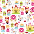 Princesses Prince Knight Seamless Pattern Background