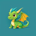 Cartoon illustration of a cute green baby dragon. Royalty Free Stock Photo