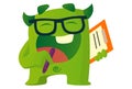 Cartoon Illustration Of Cute Green Monster. Royalty Free Stock Photo