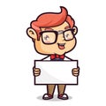 Nerd Geek Holding Blank Sign Royalty Free Stock Photo