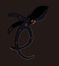 Cartoon illustration of cute purple squid in brown background.cdr