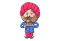 Cartoon Illustration Of Cute Rajput Man. Royalty Free Stock Photo