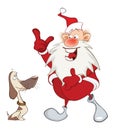 Cartoon Illustration of a Cute Santa Claus and a Sack Full of Gifts. Cartoon Character