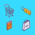 Cartoon illustration of cute shopping elements