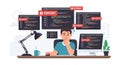 Frustrated Programmer Debugging Code with Multiple Errors Royalty Free Stock Photo