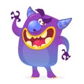 Cartoon illustration of a devil with a happy expression. Halloween vector monster. Royalty Free Stock Photo