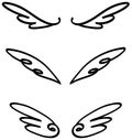 Cartoon illustration doodle of angel or fairy wings icon sketch Royalty Free Stock Photo