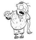 Cartoon Illustration or Drawing of Crazy Halloween Zombie