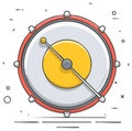 Cartoon illustration of a drum with stick, musical instrument design Royalty Free Stock Photo