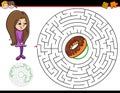 Cartoon maze game with girl and doughnut