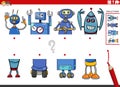 match halves of pictures with comic robots educational activity