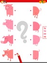 Connect halves of pigs educational game