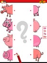 Match halves of pigs educational game
