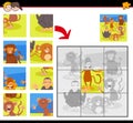 Jigsaw puzzles with cartoon happy monkeys