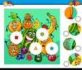 Match pieces puzzle with fruit characters Royalty Free Stock Photo