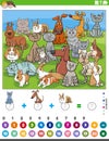 Counting and adding task with cartoon animals Royalty Free Stock Photo