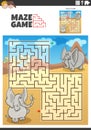 maze game with cartoon elephants animal characters