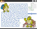 Maze game with cartoon turtle pupil going to school