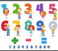 educational numbers set with comic children characters Royalty Free Stock Photo