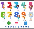 educational numbers set with comic children characters Royalty Free Stock Photo