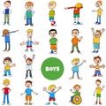 Children and teen boys characters large set