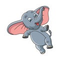 Cartoon illustration elephant jump