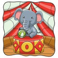 Cartoon illustration elephant playing ball Royalty Free Stock Photo