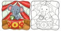 Cartoon illustration elephant playing ball at the circus coloring book Royalty Free Stock Photo