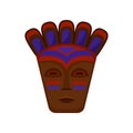 Flat vector icon of ethnic wooden mask. Traditional symbol of African tribes. Element for mobile game or banner or