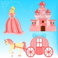 Cartoon illustration of fairytale set