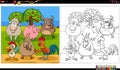 Cartoon farm animal characters group coloring book page Royalty Free Stock Photo