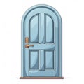 Cartoon Illustration Of A Blue Door With Eccentric Props