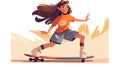 a cartoon illustration of a female skater, skatergirl, ai generated image