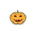 Cartoon illustration of festive pumpkins on Halloween smiling on a white background