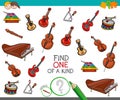 Find one of a kind game with musical instruments Royalty Free Stock Photo