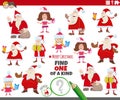 one of a kind activity with Christmas characters Royalty Free Stock Photo