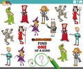 One of a kind game for children with Halloween party characters Royalty Free Stock Photo
