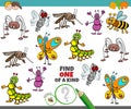 One of a kind game for children with happy insects