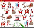 One of a kind task for children with Christmas characters Royalty Free Stock Photo