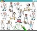 one of a kind game with funny cartoon scientists or inventors characters Royalty Free Stock Photo