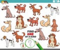 one of a kind task with funny cartoon dogs Royalty Free Stock Photo