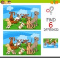 Differences game with dogs animal characters Royalty Free Stock Photo