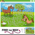 find the way maze game with cartoon wild animals