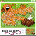 find the way maze game with cartoon orange and chocolate