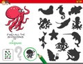 Educational shadows game with octopuses