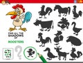 Educational shadows game with cartoon rooster