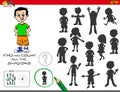 Educational shadows game with cute boy